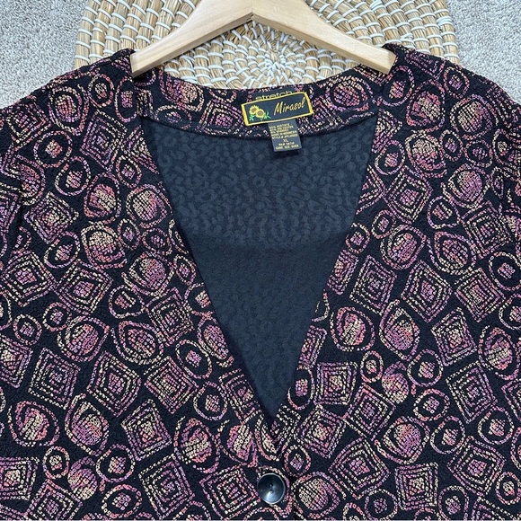 Mirasol Women’s Stretchy Knit Top Cardigan Long Sleeve V-Neck Multicolor Boho M - Picture 3 of 9